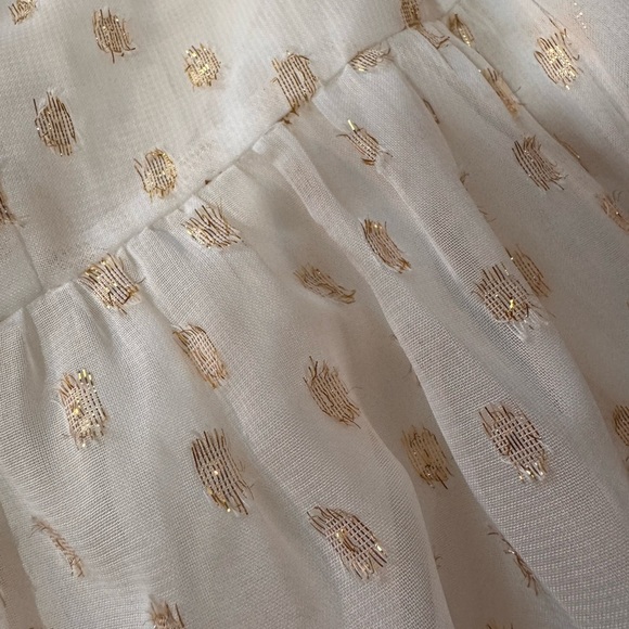 Lulu's One Shoulder White and Gold Midi Dress - Picture 3 of 7